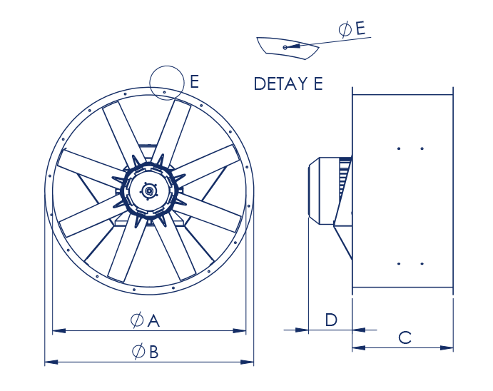 Dynair T-CC Ducted Type Axial Ventilation Fan Dimensions