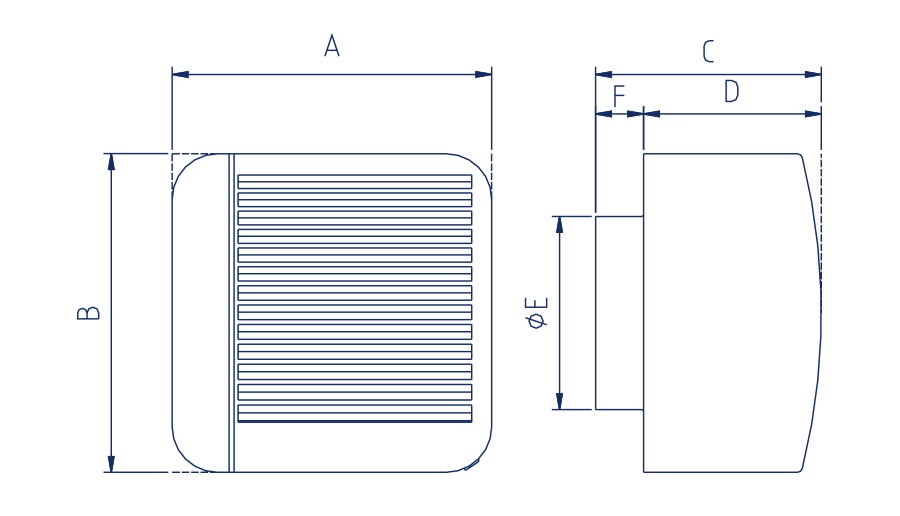 Elicent Flux Ducted Type Axial Ventilation Fan Dimensions